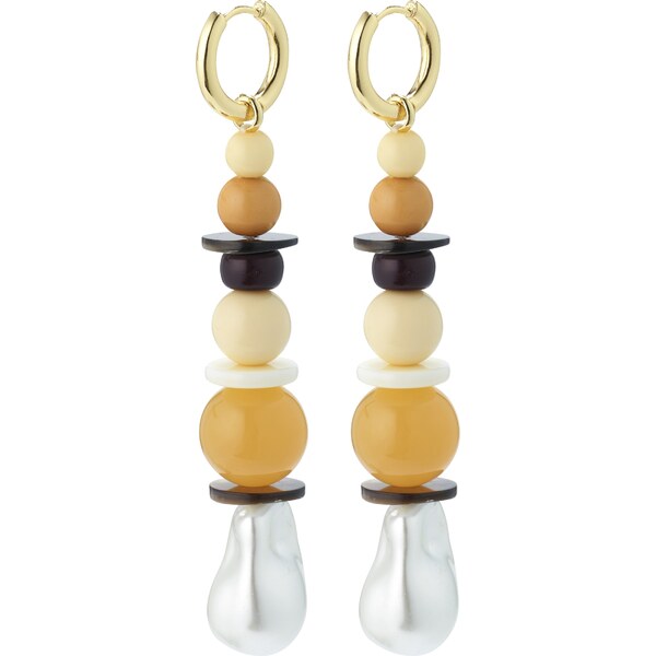 Pilgrim Náušnice Naila krémová / žltá / zlatá / čierna 54273712