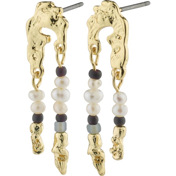 Pilgrim Náušnice Niya zlatá / kamenná / čierna / perlovo biela 54273816