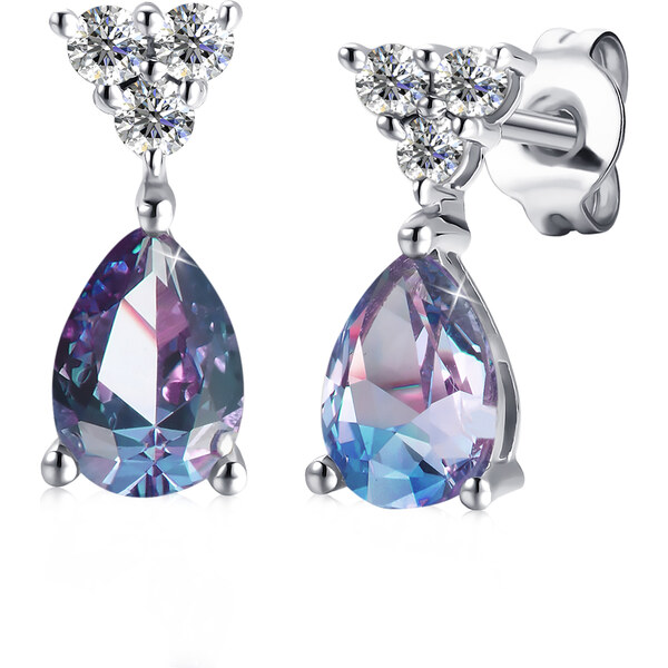 Royal Fashion strieborné náušnice pozlátené 18k bielym zlatom 54138614