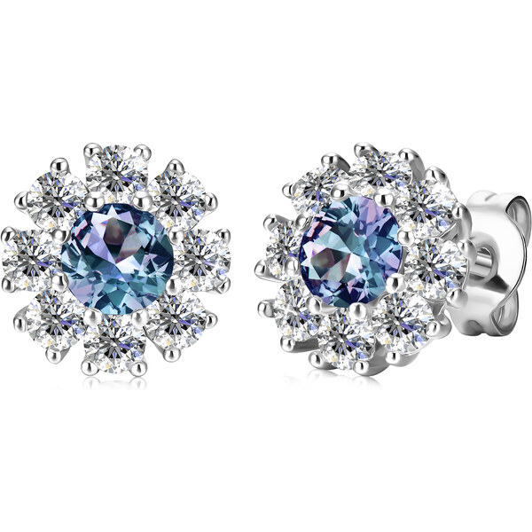 Royal Fashion strieborné náušnice pozlátené 18k bielym zlatom 54138615