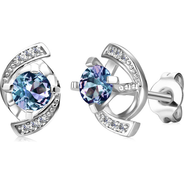 Royal Fashion strieborné náušnice pozlátené 18k bielym zlatom 54137420