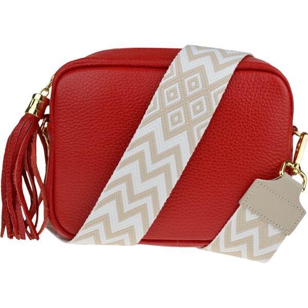 Červená kožená talianska crossbody kabelka Bala Rossa Corallo s 50122757