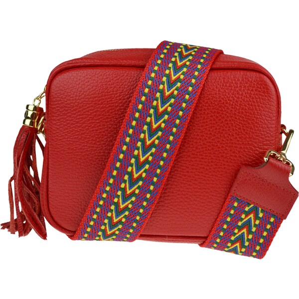 Červená kožená talianska crossbody kabelka Bala Rossa Corallo s 50122756