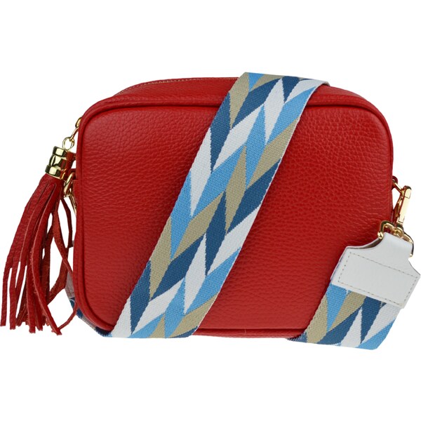 Červená kožená talianska crossbody kabelka Bala Rossa Corallo s 50122759