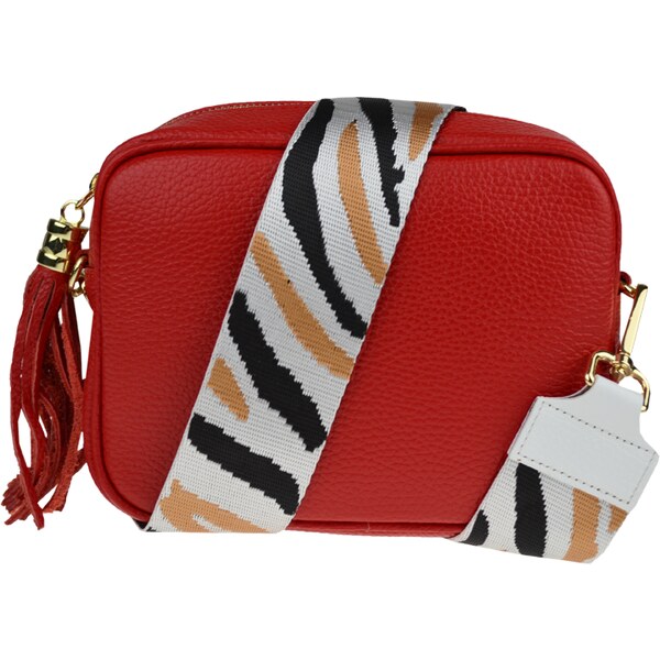 Červená kožená talianska crossbody kabelka Bala Rossa Corallo s 50122760