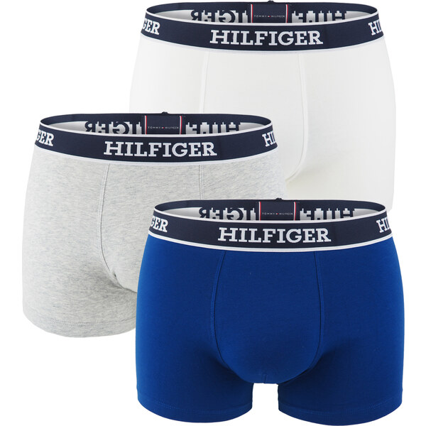 TOMMY HILFIGER - boxerky 3PACK premium cotton HILFIGER blue & gray 50123999