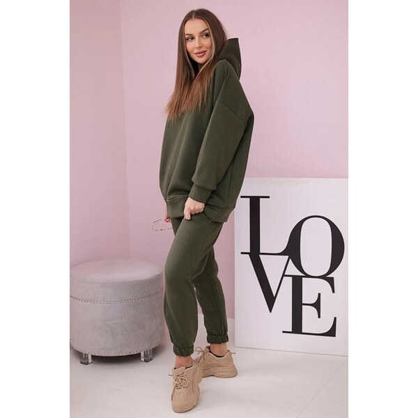Kesi Dámska tepláková súprava s kapucňou Paris khaki, Farba khaki 43248347