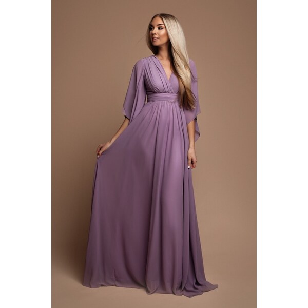 miadresses.sk Fialové šifónové šaty s voľnými rukávmi 50144274