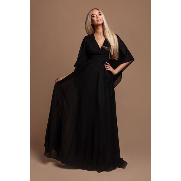 miadresses.sk Čierne šifónové šaty s voľnými rukávmi 50144277