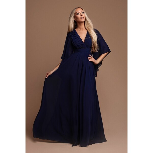 miadresses.sk Tmavomodré šifónové šaty s voľnými rukávmi 50144278