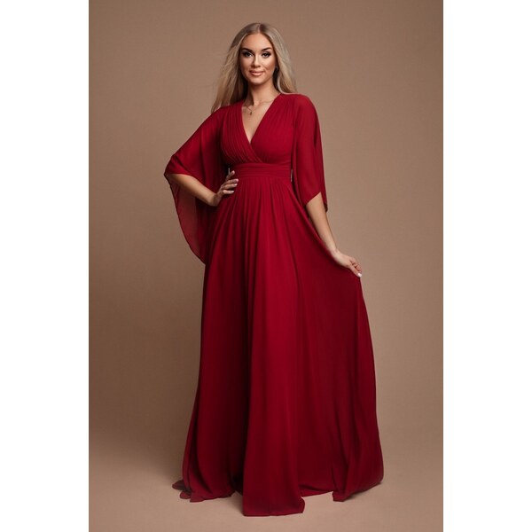 miadresses.sk Červené šifónové šaty s voľnými rukávmi 50144578