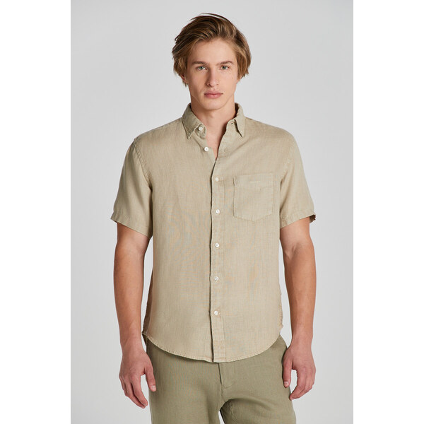 KOŠEĽA GANT REG GMNT DYED LINEN SS SHIRT CONCRETE BEIGE 50156123