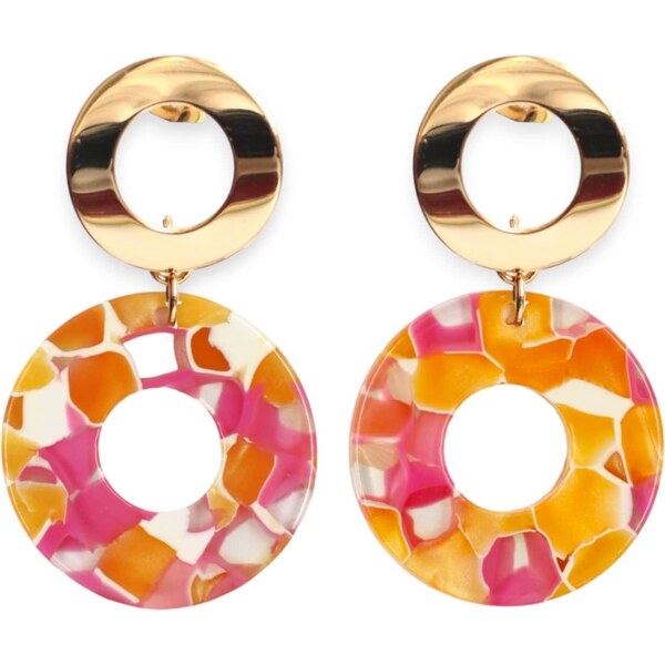 Fräulein Wunder Náušnice Adua zlatá / mandarínková / ružová / 54319435