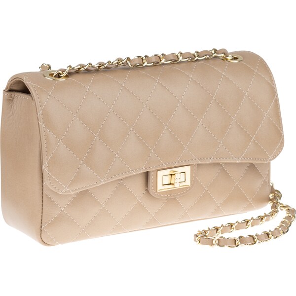 Béžová kožená talianska crossbody kabelka Eliana Cappuccino 50174337