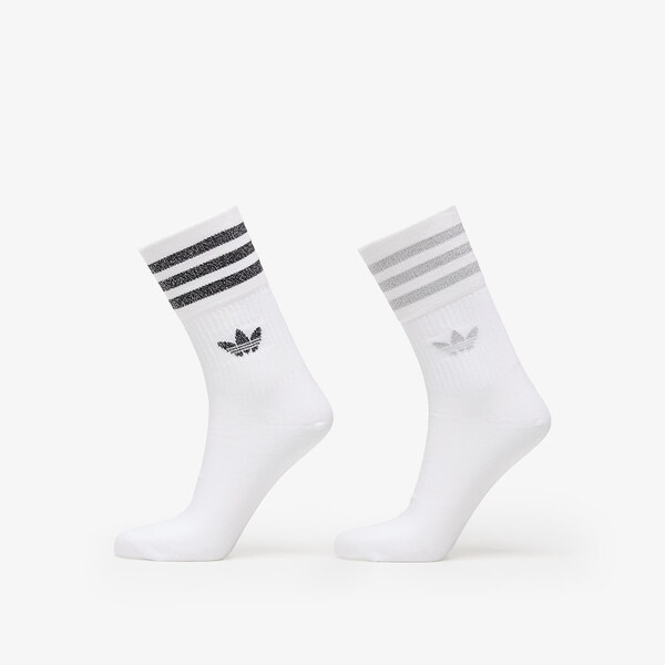 adidas Originals adidas Mid-Cut Glitter Crew Socks 2-Pack White/ Grey 56565454