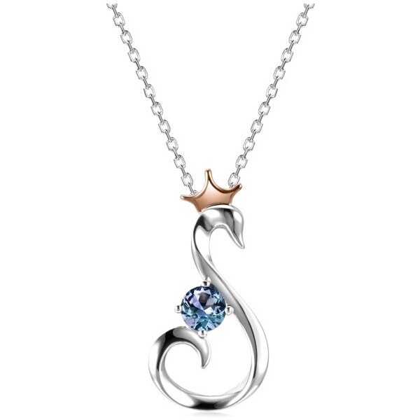 Royal Fashion strieborný náhrdelník pozlátený 18k bielym zlatom 54112509