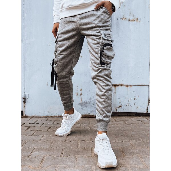Dstreet Jedinečné šedé joggery s ozdobnými prvkami 50218094