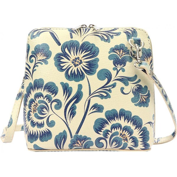 Vera Pelle Kožená malá dámska crossbody kabelka s motívom kvetín 50222087