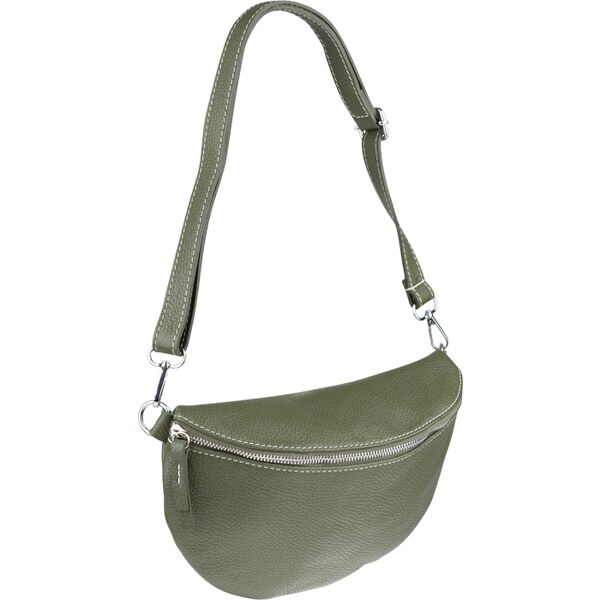 Zelená kožená talianska crossbody kabelka Reni Grande Verde Scura 50222035