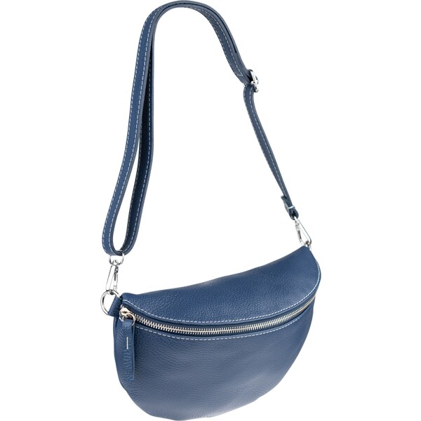 Modrá kožená talianska crossbody kabelka Reni Grande Blu Scura 50237727