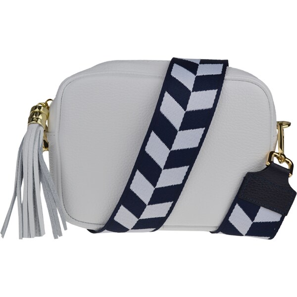 Biela kožená talianska crossbody kabelka Bala Bianca s prídavným 50242926