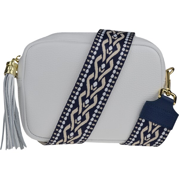 Biela kožená talianska crossbody kabelka Bala Bianca s prídavným 50242925