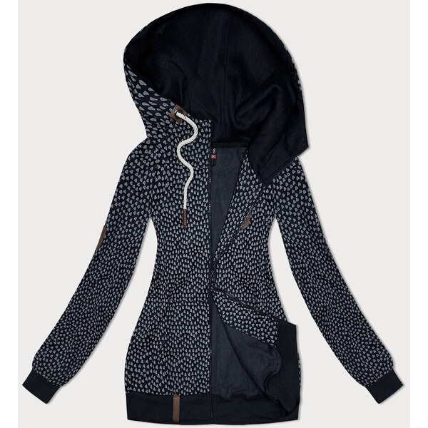 6&8 Fashion Tmavomodrá dámska mikina na zips so srdiečkovým vzorom 50260154