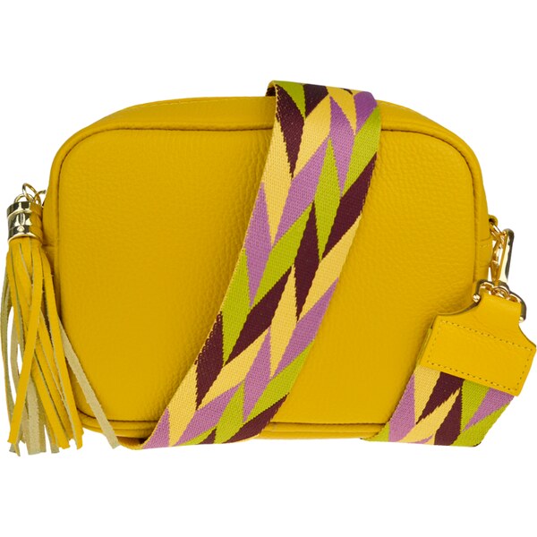 Žltá kožená talianska crossbody kabelka Bala Gialla Chiaro s prídavným 50263458