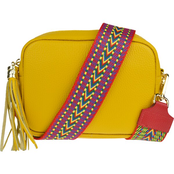 Žltá kožená talianska crossbody kabelka Bala Gialla Chiaro s prídavným 50263462