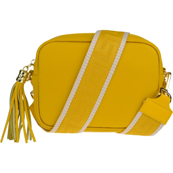 Žltá kožená talianska crossbody kabelka Bala Gialla Chiaro s prídavným 50263461