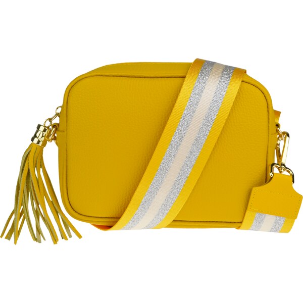 Žltá kožená talianska crossbody kabelka Bala Gialla Chiaro s prídavným 50263459