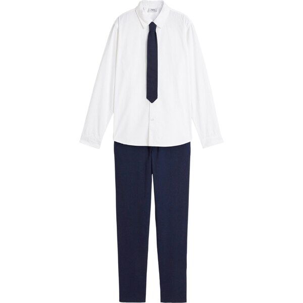 bonprix Košeľa, nohavice chino, kravata (3-dielna sada), farba modrá 50429767