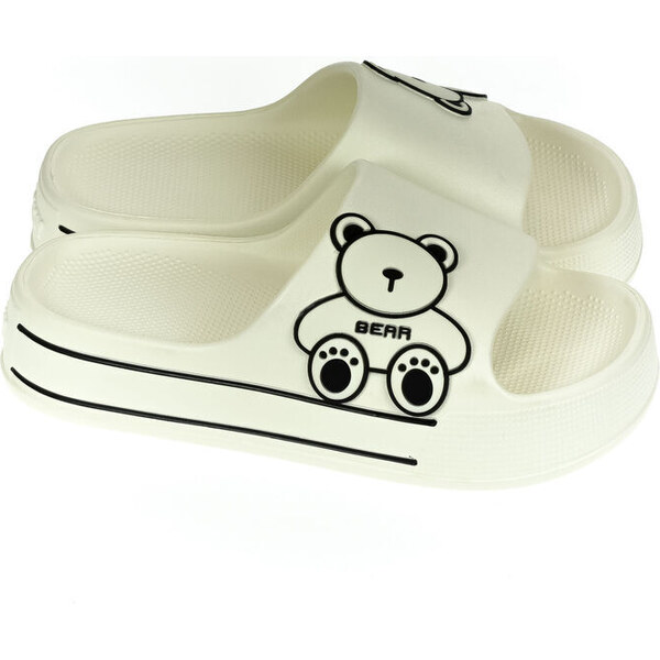 JOHN-C Dámske biele šľapky BEAR 50304153