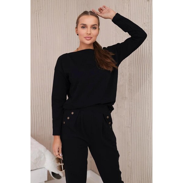 MladaModa Tepláková súprava s ozdobnými cvokmi model 9669 čierna 50304187