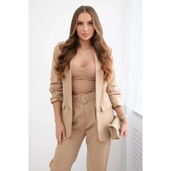 MladaModa Elegantná súprava saka a nohavíc model 80172K farba svetlá 50304211