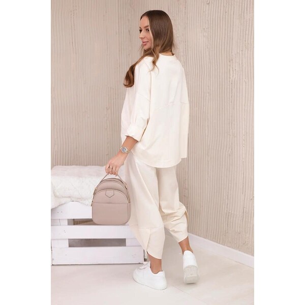 MladaModa 2-dielna bavlnená súprava mikiny a trojštvrťových teplákov 50304214