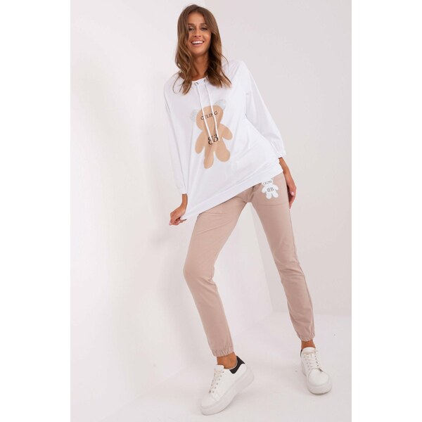 MladaModa Dvojfarebná tepláková súprava s potlačou model 72725 béžová 50304252