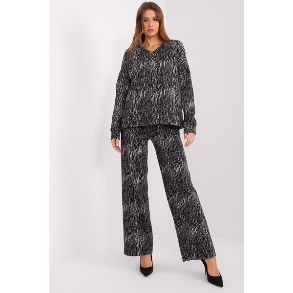 MladaModa Elegantná tepláková súprava model 64221 šedá+čierna 50304283