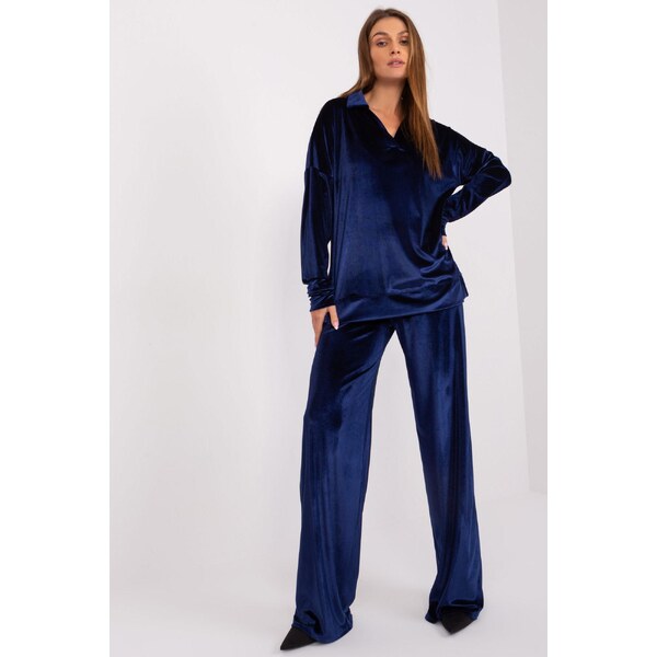 MladaModa 2-dielna velúrová súprava blúzky a nohavíc model 42674 50304290