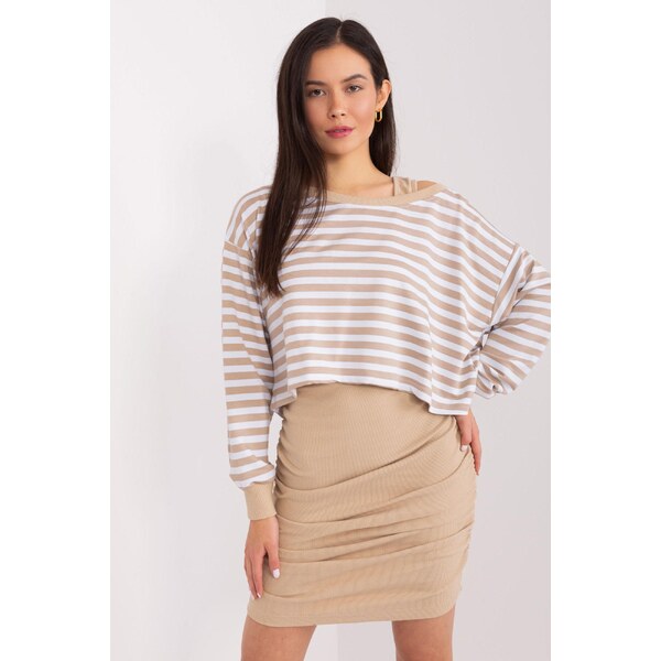 MladaModa 2-dielna súprava obtiahnutých šiat a pruhovanej blúzky model 50304297
