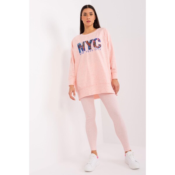 MladaModa Tepláková súprava s nápisom NYC model 83032 pudrovo ružová 50304302