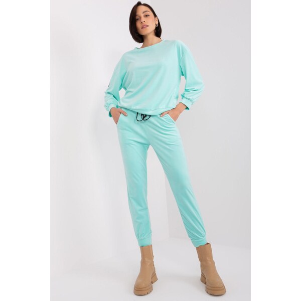 MladaModa Velúrová tepláková súprava model 32848 mentolová 50304345