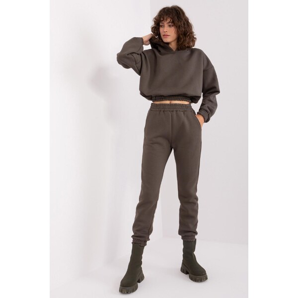 MladaModa Tepláková súprava s kapucňou model 44748 farba khaki 50304437