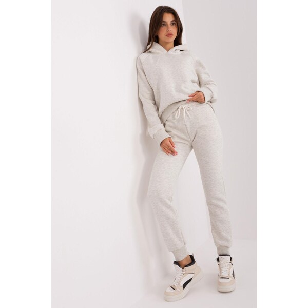 MladaModa Tepláková súprava s kapucňou model 66110 svetlá šedá 50304468