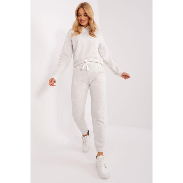 MladaModa Tepláková súprava s kapucňou model 29199 svetlá šedá 50304475