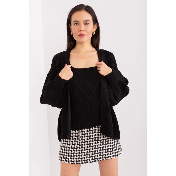 MladaModa 2-dielna svetrová súprava s topom model 01920 čierna 50304488