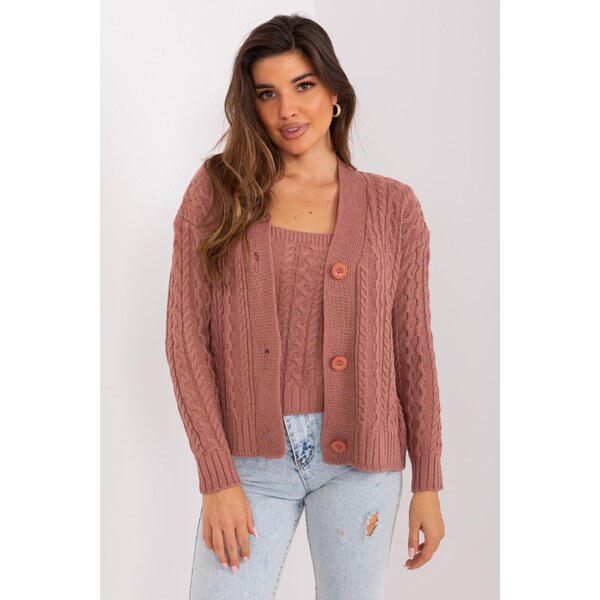 MladaModa 2-dielna svetrová súprava s topom model 01888 staroružová 50304489