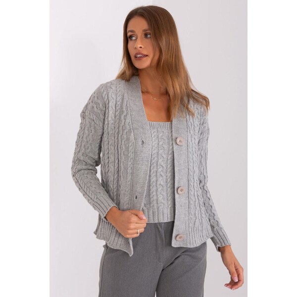 MladaModa 2-dielna svetrová súprava s topom model 01888 šedá 50304490