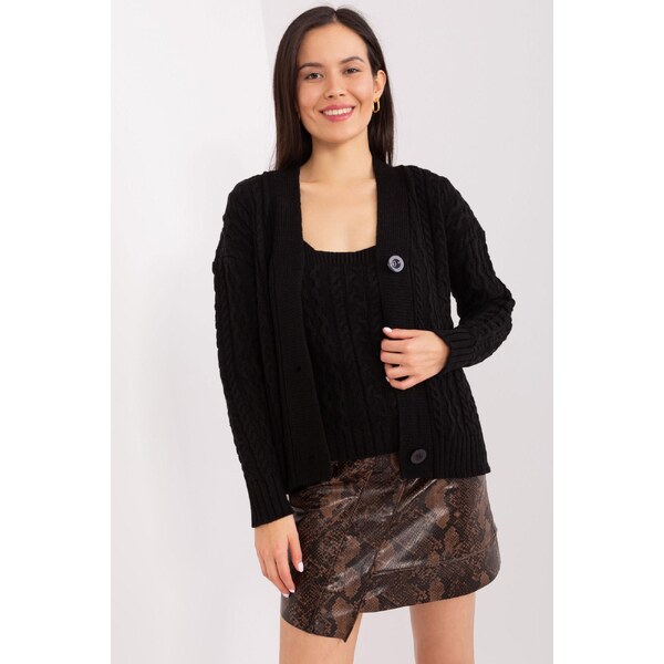 MladaModa 2-dielna svetrová súprava s topom model 01888 čierna 50304491