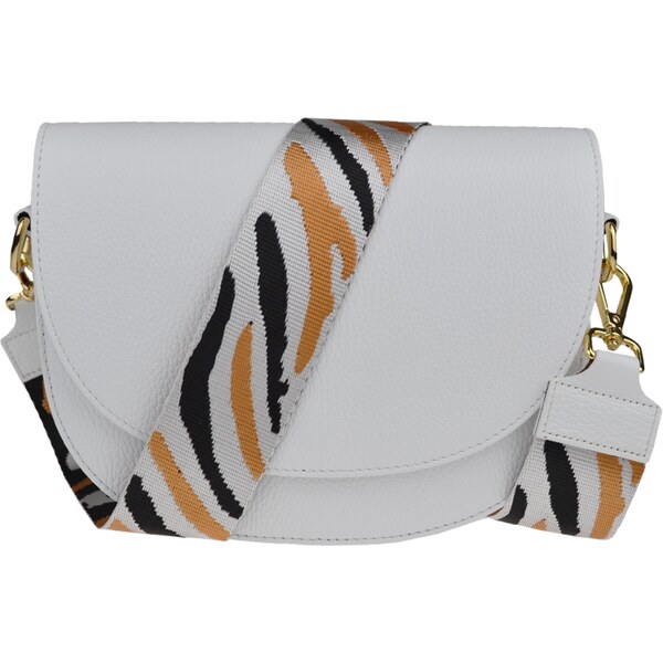 Biela kožená talianska crossbody kabelka Ramona Bianca s prídavným 50322324